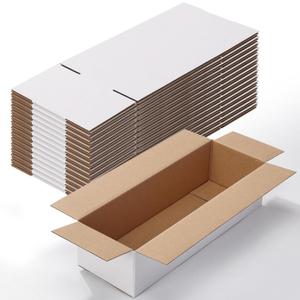 Calenzana 12x4x3 Shipping Boxes Set of 25, White Corrugated Cardboard Box for Mailing Packing Gifts Small Business