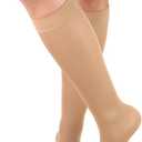 Truform Women's Compression Stockings, 20-30 mmHg, Knee High Length, Open Toe, Opaque, Beige, Small (Small (1 Pair))