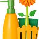 Vigar Flower Power Kitchen Soap Dispenser Set, Dish Soap Dispenser with Sponge Caddy and Dish Brush, Perfect Kitchen Sink Caddy, Orange, Green (Orange, Green)
