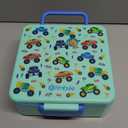 Fimibuke Bento Box for Kids Adult, BPA Free & Leakproof Toddler Lunch Box with 8.5oz Insulated Food Jar, Utensils & Sauce Jar, Dishwasher Safe 3 or 4 Compartment Container for School Girl Boy (A11. Monster Trucks)