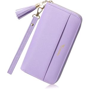 Travelambo Womens Wallet Tassel Bifold Ladies Cluth Wristlet Wrist strap Long Purse
