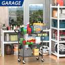 3 Tier Heavy Duty Rolling Utility Cart,18" D x 23.8" W x 36.6" H Rolling Carts with Wheels,Commercial Grade Metal with Handle Bar & Shelf Liner,Trolley Serving Storage Cart for Kitchen Black