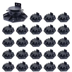 24 Packs Adjustable Deck Support Pedestal From 1-3/16'' to 2-3/4'' Deck Foundation Support Base Black