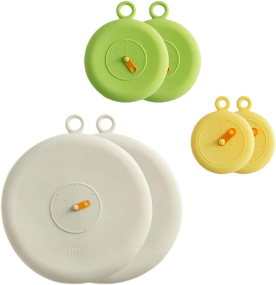 6 Pcs Silicone Dustproof and Fresh-keeping Covers Set, Silicone Stretch Lids for Food Storage for Cups/Cans/Jars/Bowls, Reusable Stretch and Seal Lids with Easy-open Pull Tab and Day Indicator