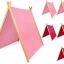 6 Pack Teepee Tents Bulk, Sleepover Play Tents Washable Foldable Teepee Shelter for Indoor Outdoor Slumber Pajama Party(Pink, Rose Red)
