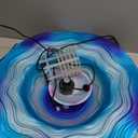 XBrand Tabletop Mist Fountain with 12 Color Changing LED Lights and Inline Control, 8 inch Tall, Glass and Metal, Blue
