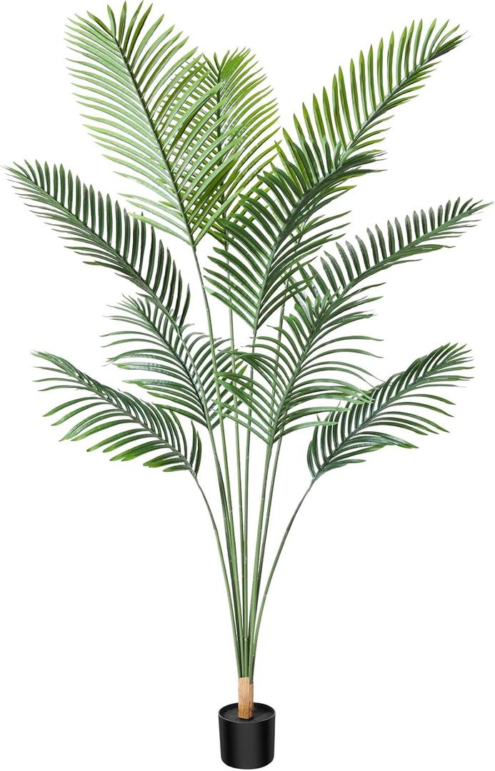 CROSOFMI Artificial Areca Palm Tree 6 Feet Fake Tropical Palm Tree,Perfect Faux Dypsis Lutescens Plants in Pot for Indoor Outdoor Home Office Garden Modern Decoration Housewarming Gift (6ft)