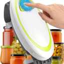 Electric Jar Opener One-Touch High Torque, Hands-Free Jar Opener for Weak Hands & Seniors, Battery Operated Jar Opener Kitchen Tool Fits Most Jar Sizes, White+Green