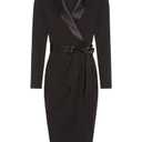 Adrianna Papell Women's Knit Crepe Tuxedo Wrap Dress (16, Black)