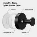 Adhesive Suction Cup Hooks, 15lbs Heavy Duty Black Towel Hooks for Bathroom, Waterproof Stainless Steel Bath Towel Hooks, Punch-Free Hooks for Shower, Towels, Bath Sponge, Robes (2 Pack)