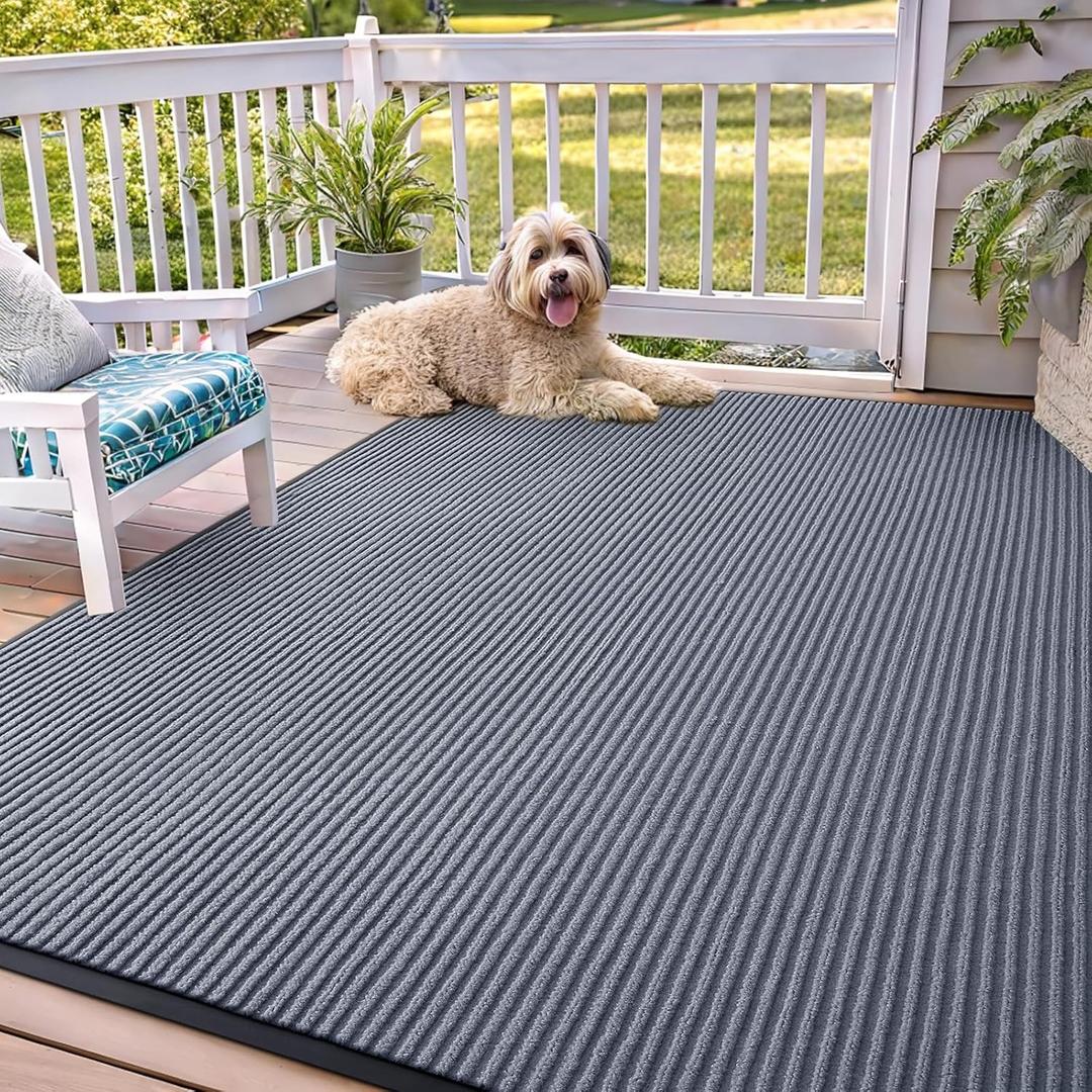 OLANLY Front Door Mat Indoor Outdoor Entrance, Waterproof Heavy Duty Doormat, Fade Resistant, Low Profile, Easy Clean Patio Porch Welcome Floor Mats for Entry, 71x47, Ash Grey