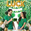 76-Piece St Patricks Day Decorations Kit, Party Favors Include Foil Balloons, Garland Banner, Balloons, Paper Poms, Tinsel Garland, Necklace, Hanging Garland, Fringe Curtains for Irish Party Supplies