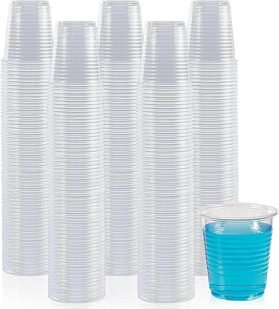 Lilymicky 500 Pack 3 oz Clear Plastic Small Disposable Bathroom Cups, Multi-use Mouthwash & Tasting Cups