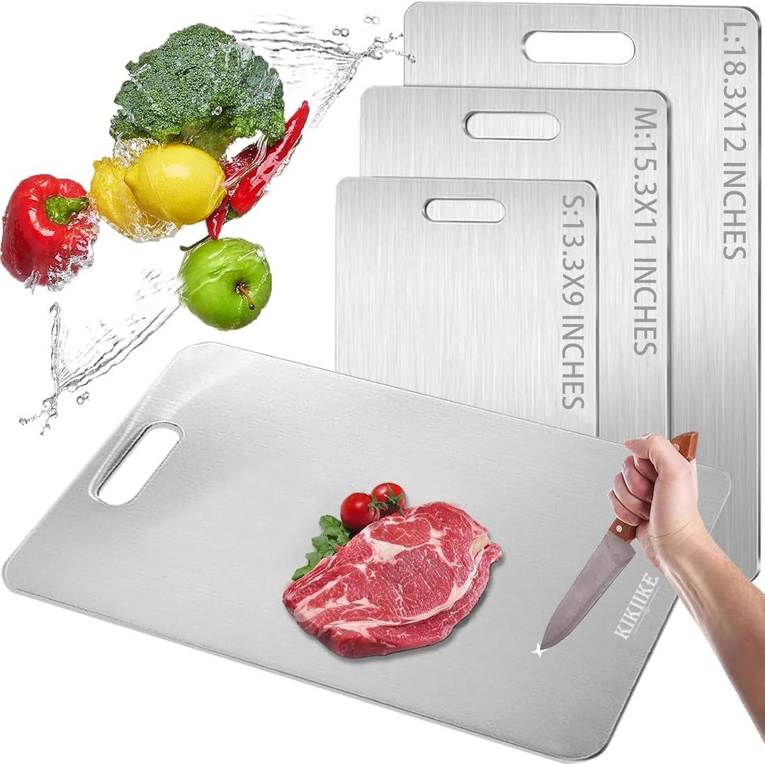 Titanium Cutting Board 2025 New Upgrade 100% Pure Titanium Cutting Boards for Kitchen - Double-Sided Food-Grade Chopping Board Non-Stick Durable and easy to clean (15.3 x 11 in) (Medium)