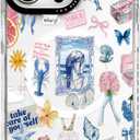 for iPhone 16 Plus Case, Coastal Floral Collage Pattern, Cute Soft Slim TPU Compatible with MagSafe, Military-Grade Drop Protection & Camera Protection for Women Girls (BlueSummerCut)