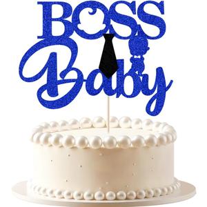 Boss Boy Cake Topper,Blue Glitter Boy 1st Birthday,Baby Shower-Gender Reveal Cake Decorations