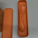 Reusable Travel Utensils Set with Case, 10 Sets Wheat Straw Portable Knife Fork Spoons Cutlery, Eco-Friendly BPA Free Plastic Tableware for Kids Adults Travel Picnic Camping Silverware