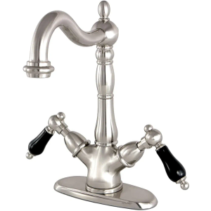 Kingston Brass KS1498PKL Vessel Sink Faucet with Deck Plate and 6-1/2" Spout Reach, Brushed Nickel
