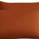 KAREVER Rust Pillowcases Envelope Closure Burnt Orange Pillow Covers Pack of 2 Solid Rust Bed Pillowcases Queen Pillowshams 20"X30"