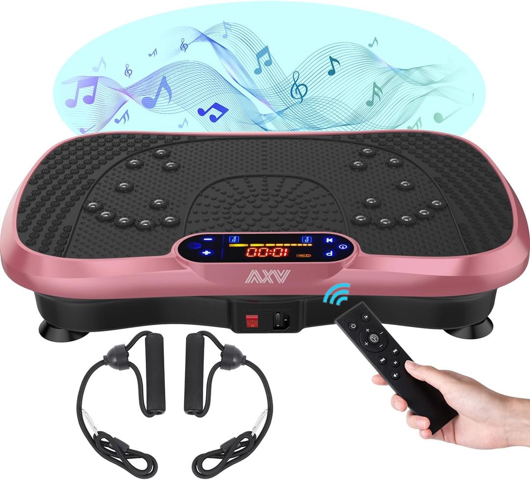 AXV Vibration Plate Fitness Platform Exercise Machine Vibrating Shaking Full Body Shaker Workout Vibrate Stand Shake Board Sport for Weight Loss Fat Burner for Gym Home Office