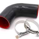 90 Degree Elbow Coupler Silicone Hose 4-Ply 3-inch for Turbo/Intercooler/Intake Piping,Length 120mm Thickness 5mm with T-Bolt Clamp