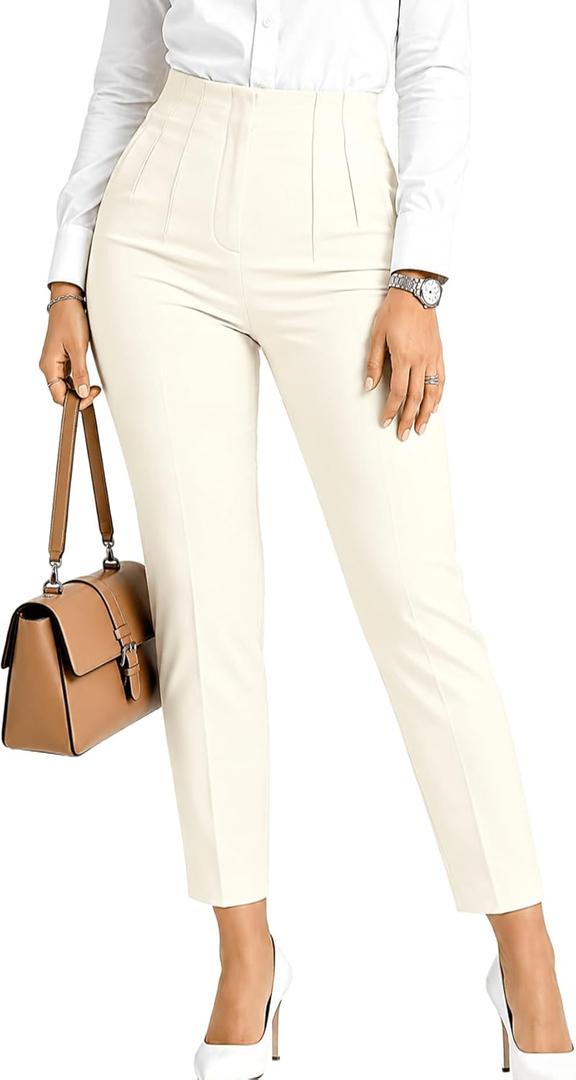 BIRW Womens High Waisted Pants 2026 Trendy Skinny Business Work Casual Pencil Trousers with Pockets S