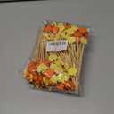 2 x 100Pcs Fall Pumpkins Cocktail Picks 4.7 Inch, Pumpkins Fancy Toothpicks Bamboo Appetizer Toothpicks Fruit Skewers for Food Sandwich Drinks Autumn Theme Thanksgiving Day Party Decorations