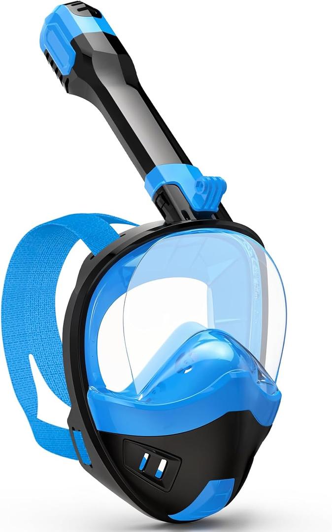 Full Face Snorkel Mask, Snorkeling Gear for Adults Kids with Latest Dry Top Breathing System and Detachable Camera Mount, with 180 Degree Panoramic View, Size: Large-X-Large