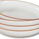 Mora Ceramic Large Pasta Bowls 30oz, Set of 4 - Serving, Salad, Dinner, etc Plate/Wide Bowl - Microwave, Oven, Dishwasher Safe Kitchen Dinnerware - Modern Porcelain Stoneware Dishes, Vanilla White