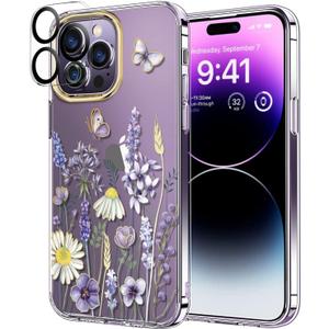 luolnh Compatible with iPhone 14 Pro Max Case with Flowers,for Girly Women,Shockproof Clear Floral Pattern Hard Back Cover for iPhone 14 Pro Max 6.7 inch 2022(Blue Purple wildflower) luolnh Compatible with iPhone 14 Pro Max Case with Flowers,for Girly Women,Shockproof Clear Floral Pattern Hard Back Cover for iPhone 14 Pro Max 6.7 inch 2022(Blue Purple wildflower)
