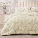 BEDELITE Beige Queen Comforter Set - 3 Pieces Boho Pintuck Bedding Comforter Sets, Lightweight Soft & Warm Bed Comforter Queen with 2 Pillowcases for All Season (Queen(88"x88"))