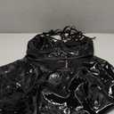 Sexy Strappy Leather Underwire Mini Choker Lingerie Set Skirts Dress with Thong 3 Piece Outfits (Medium, Glossy Black)