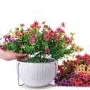 HyeFlora Artificial Faux Hanging Plants Flowers Basket for Outdoor Outside Spring Summer Decoration, Fake Silk UV Sun Resistant Realistic Colorful Daisy for Porch Patio Balcony Home