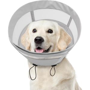 ASENKU Dog Cone Collar, Soft Adjustable Cone for Dogs to Stop Licking, Lightweight Recovery Dog Cone After Surgery, Pet E-Collar for Small, Medium & Large Dogs(Grey, M)