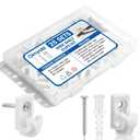 25 Sets Wire Shelf Clips, Down Wall Clips with Screws & Anchors - Plastic Heavy Duty Wall Clips for Closet Shelf Brackets, Wire Shelving Accessories (White)