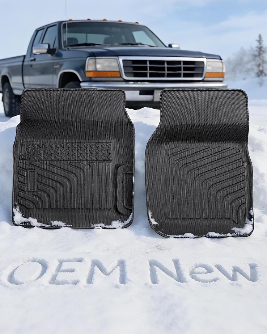 Truck Floor Mats for Ford F150/for Bronco 1980-1996, for F250/F350 1980-1997,All Weather TPE Rubber Car Floor Liners for F-150/250/350 1980-1990 1991 1992 1993 1995 1996 Truck Carpet Accessories
