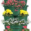 VIVOSUN 5 Tier Vertical Gardening Stackable Planter for Strawberries, Flowers, Herbs, Vegetables, Dark Green (1 Pack)