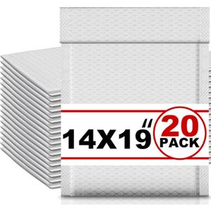 Ireer 20 Pack Extra Large 14 x 19" Bubble Mailers Poly Padded Envelopes Cushioned Mailing Envelopes Bubble Padded Mailers Self Adhesive Waterproof Shipping Bags for Business Christmas Gift Packaging