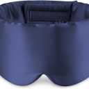 Zenssia 100% Mulberry Silk Sleep Mask Eye Mask for Man and Woman with Adjustable Headband, Full Size Large Sleep Mask & Blindfold for Total Blackout for All Night Sleep, Travel & Nap-Dark Blue