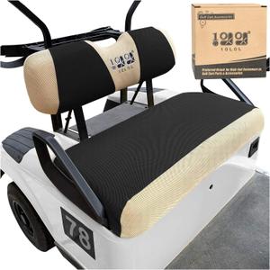 10L0L Golf Cart Seat Covers for EZGO TXT RXV & Club Car DS 2000-up, Breathable Air Mesh Fabric Washable - Black Beige