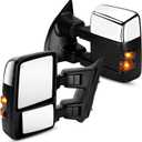 Towing Mirrors Rear View Mirrors fit for 2008 2009 2010 2011 2012 2013 2014 2015 2016 Ford F-250 F-350 F-450 F-550 Super Duty Power Heated with Turn Signal (Chrome)