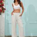 Beautiful Nomad Women's Linen Pants Casual High Waisted Wide Leg Pant Baggy Trousers with Pockets (XL)