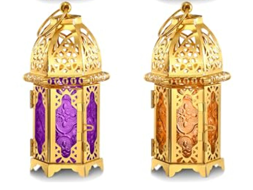 Mumufy Ramadan Lantern Ramadan Decorations for Home Gold Moroccan Lamp Decor Vintage Lanterns Decorative Eid Mubarak Hanging Candle Lantern for Eid Party Decor, Pack 2