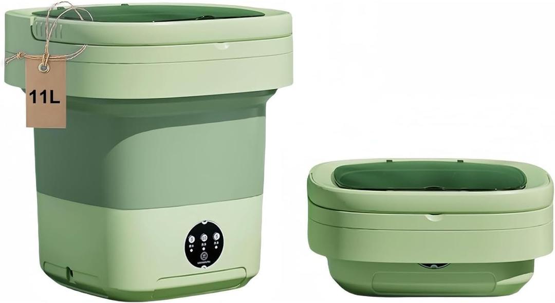 Portable washing machine,Mini Washer,11L upgraded large capacity foldable Washer.Deep cleaning of underwear, baby clothes and other small clothes.Suitable for apartments, dormitories, hotels (Green)
