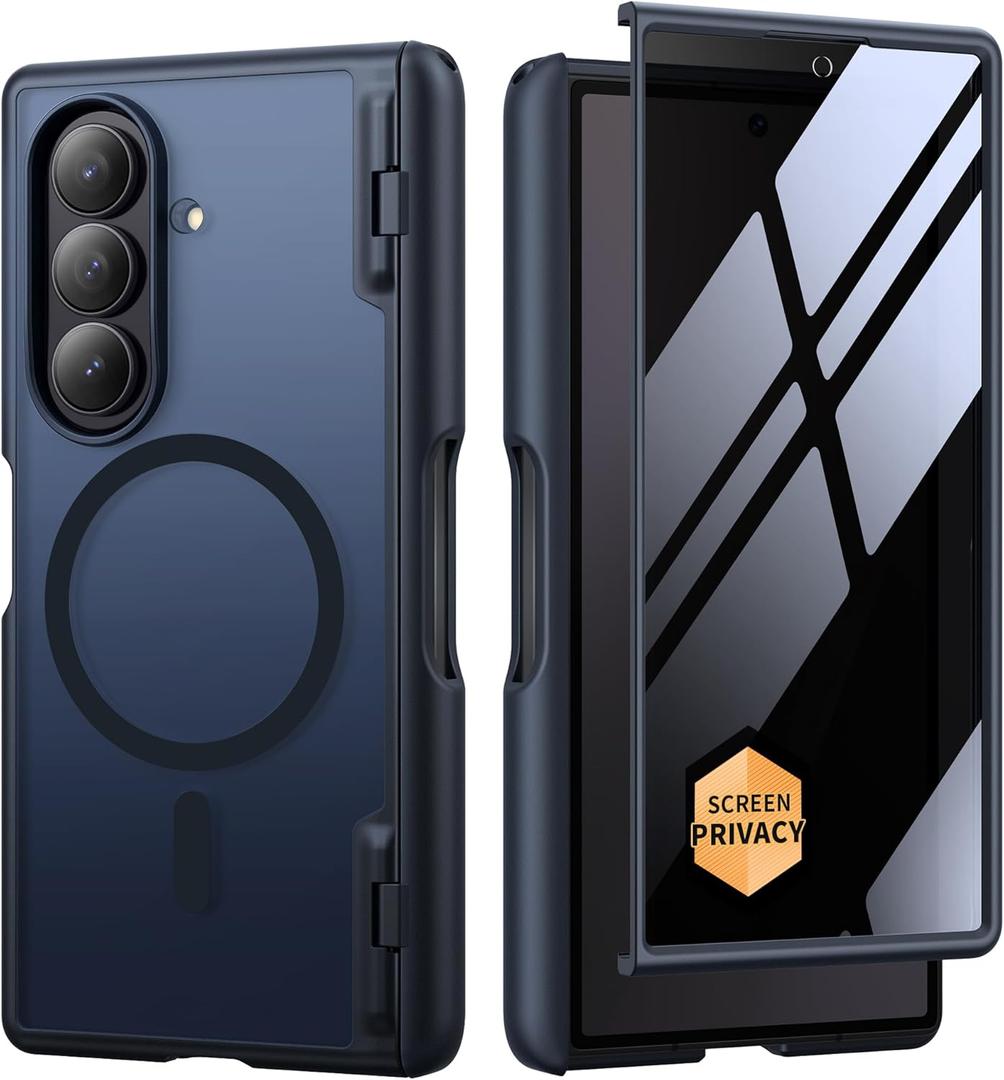 MOBOSI Magnetic for Z Fold 7 Case with Screen Protector, Compatible with Magsafe, Full-Body Coverage Hinge Protection, Shockproof Rugged Slim Phone Case for Samsung Galaxy Z Fold7, Privacy Black