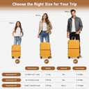 Kono Expandable 24 Inch Luggage with Spinner Wheels, Medium Checked Luggage with Lock, Lightweight & Anti-Scratch PC+ABS Hardshell Travel Suitcase, Yellow/Brown