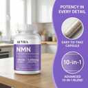 Auvra NMN 10 in 1 Capsules - 1000mg Per Serving, Cellular Energy & Daily Vitality Supplement with NAD+, TMG & Nutrient Blend, Wellness Support Capsules, Dietary Supplement - 120 Capsules, EXP 04-2028