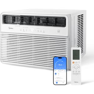 Midea 18,000 BTU Smart Inverter Window Air Conditioner with APP, Alexa Control, 208/230V AC Unit Cools up to 1,000 Sq. Ft, Quiet Operation, Energy Saving, Remote & Easy Installation Kit, White