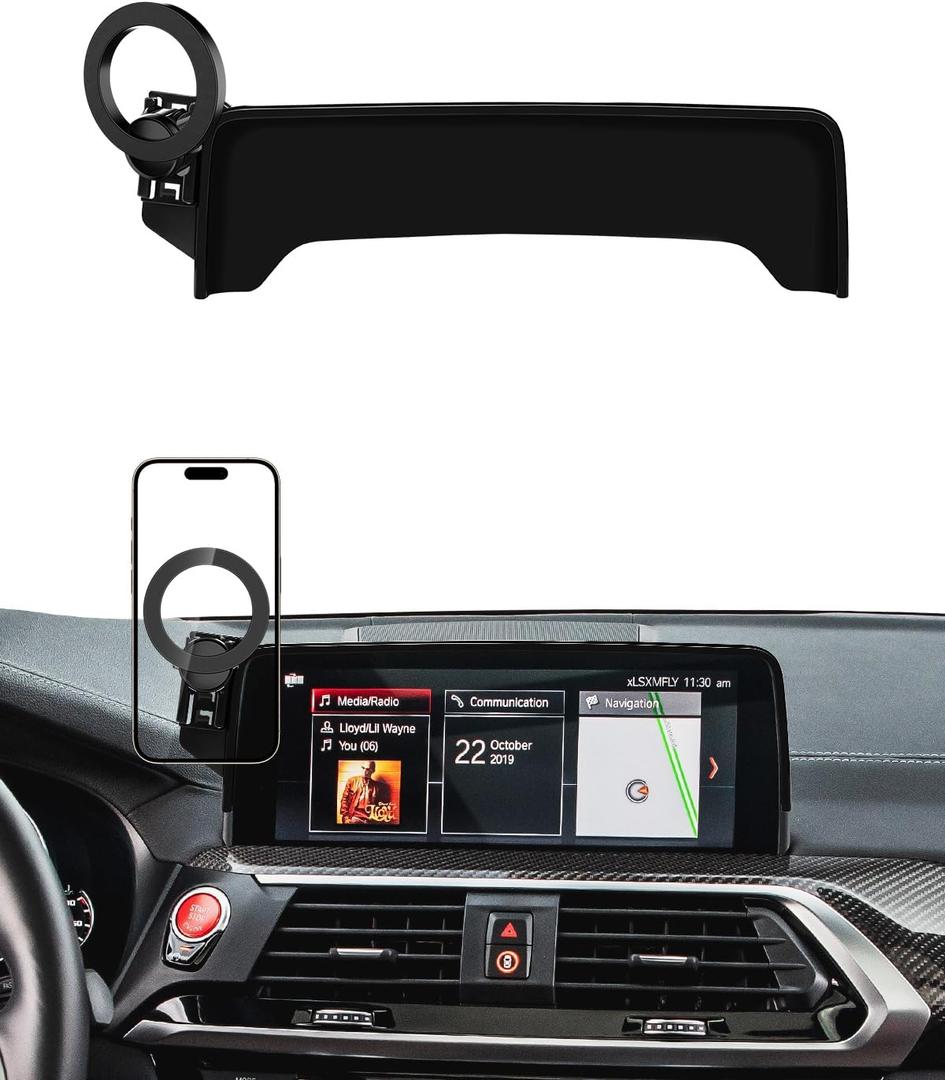 PZK Car Phone Holder for BMW X3 2018-2021/ BMW X4 2019-2021 Accessories 10.25/10.3-Inch Screen Fixed Clip Compatible with Magsafe Phone Mount with Sunglasses Storage Box 360 Rotation Not Affect Vent