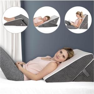 Klbs Bed Wedge Pillow Chic Jacquard Cover Wedge Pillow for Sleeping and Acid Reflux, Heartburn (Adjustable Height Wedge)